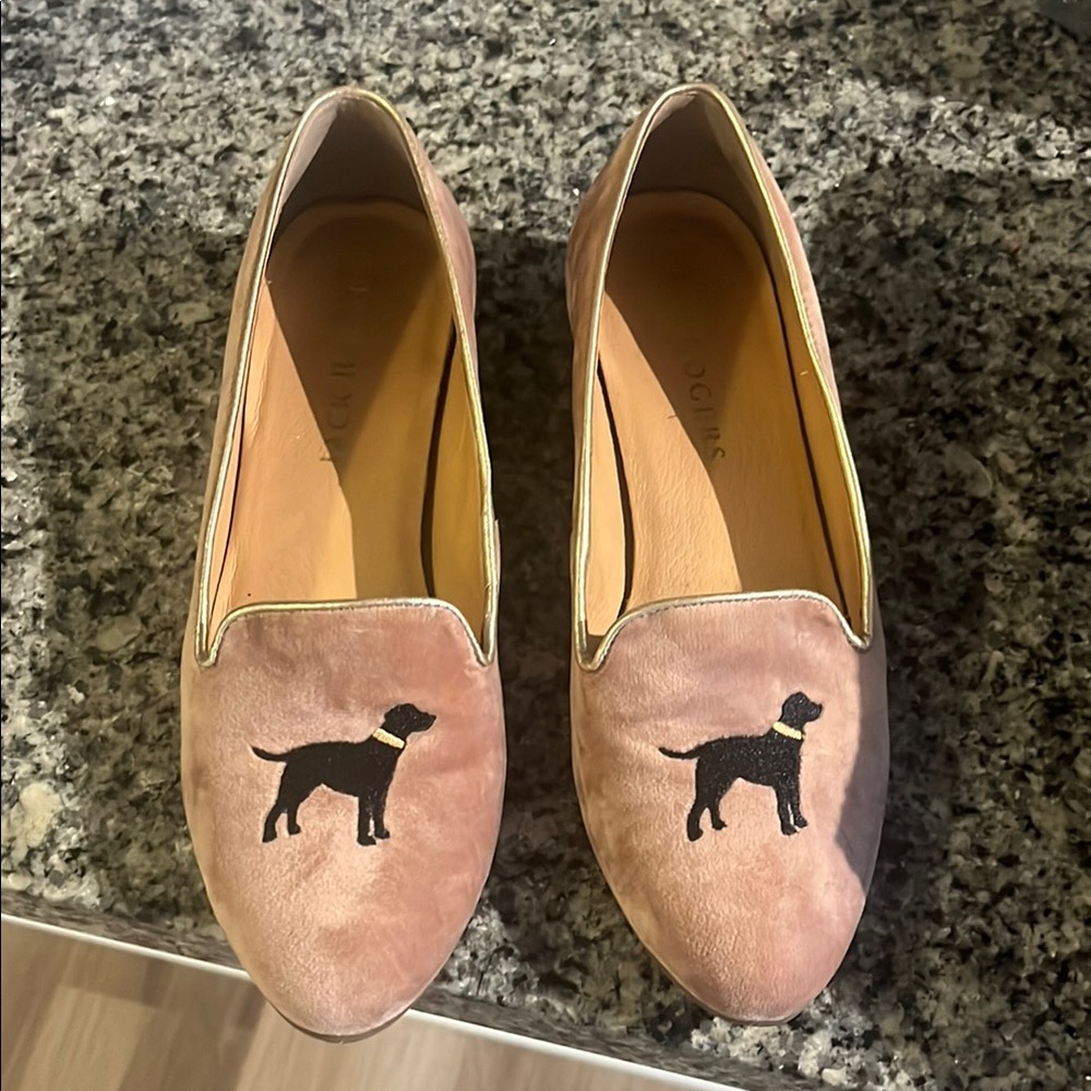Jack Rogers Pink Dog Embroidered Loafers